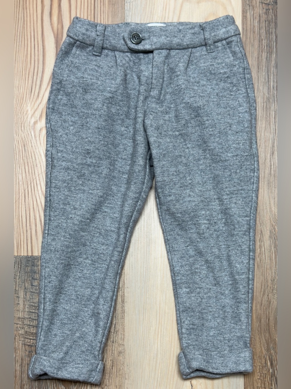 Eleventy Milano Boys Grey Knit Trousers Pants Size 4 Cotton Cashmere Blend Italy